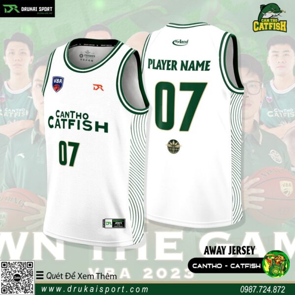 Áo Bóng Rổ VBA Cantho Catfish Away Jersey 2023 Màu Trắng Đơn Giản Đẹp Mắt