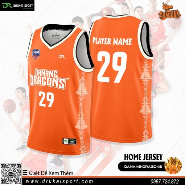 Áo Bóng Rổ VBA Danang Dragons Home Jersey 2023 Màu Cam Siêu Hot