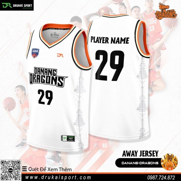Áo Bóng Rổ VBA Danang Dragons Away Jersey 2023 Màu Trắng Rẻ Nhất