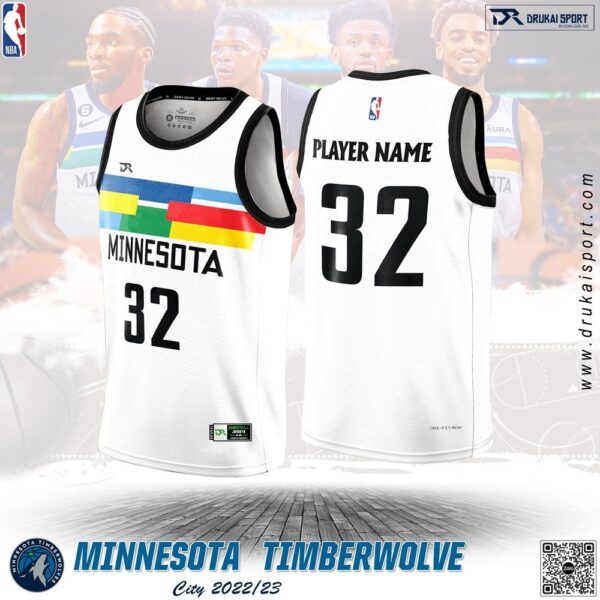 Áo Bóng Rổ NBA Minnesota Timberwolves 2022-23 City Màu Trắng Chất Lượng Nhất