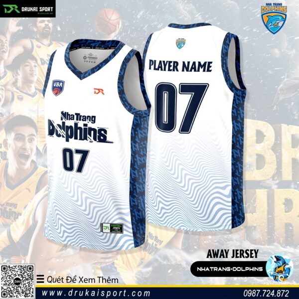 Áo Bóng Rổ VBA Nha Trang Dolphins Away Jersey 2023 Màu Trắng Mới Lạ