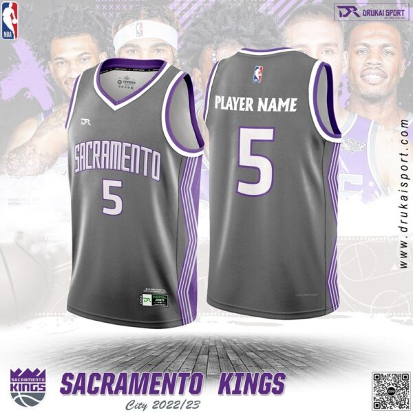 Áo Bóng Rổ NBA Sacramento Kings 2022-23 City Màu Xám Phối Tím Đẹp Nhất