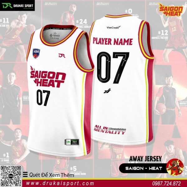 Áo Bóng Rổ VBA Saigon Heat  Away Jersey 2023 Màu Trắng Được Săn Đón Nhiều Nhất