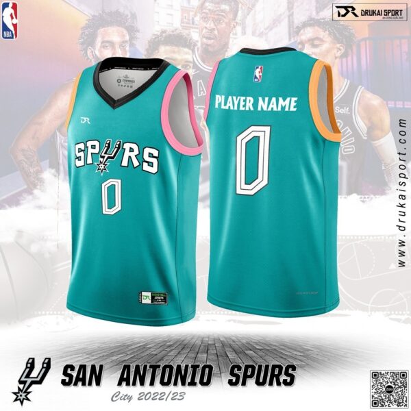 Áo Bóng Rổ NBA San Antonio Spurs 2022-23 City màu Xanh Real Hot Nhất 2024