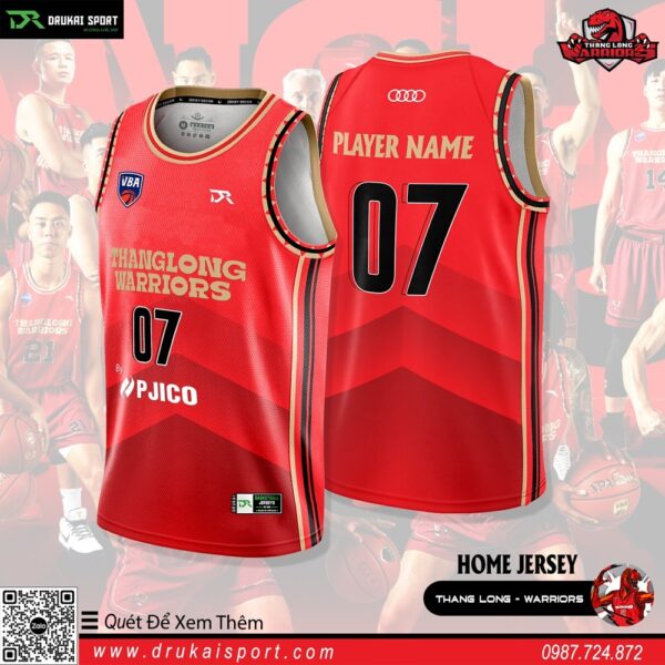 Áo Bóng Rổ VBA Thang Long Warriors Home Jersey 2023 Màu Đỏ Nổi Bật