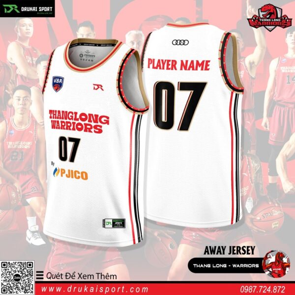 Áo Bóng Rổ VBA Thang Long Warriors Away Jersey 2023 Màu Trắng Đẹp Nhất