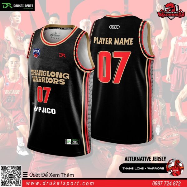 Áo Bóng Rổ VBA Thang Long Warriors Alternative Jersey 2023 Màu Đen Độc Đáo