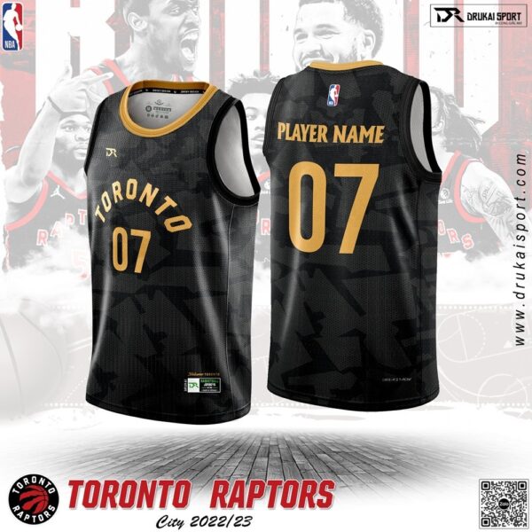 Aó Bóng Rổ NBA Toronto Raptors 2022-23 City Màu Đen Độc Đáo