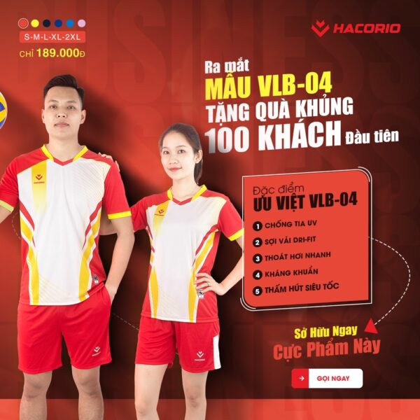 Quần Áo Bóng Chuyền Có Sẵn HACORIO - VLB - 04 Màu Đỏ