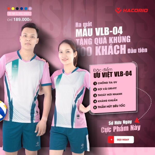 Quần Áo Bóng Chuyền Có Sẵn HACORIO - VLB - 04 Màu Hồng