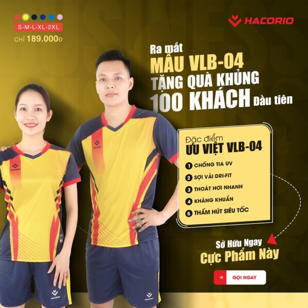 Quần Áo Bóng Chuyền Có Sẵn HACORIO - VLB - 04 Màu Vàng
