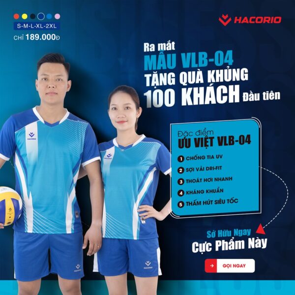 Quần Áo Bóng Chuyền Có Sẵn HACORIO - VLB - 04 Màu Xanh Ya
