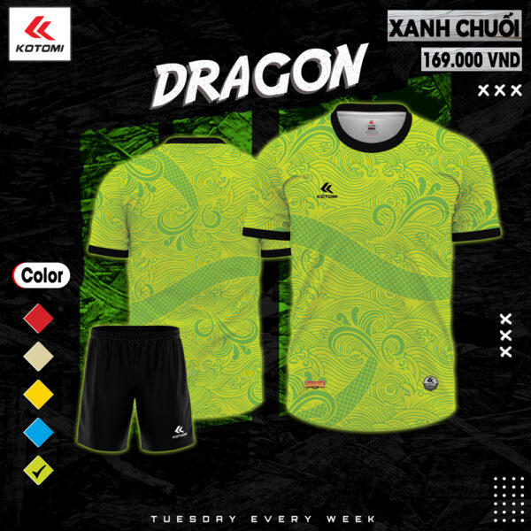 Mẫu Áo Bóng Đá Không Logo Thiết Kế KOTOMI-01 Có Sẵn Màu Xanh Chuối