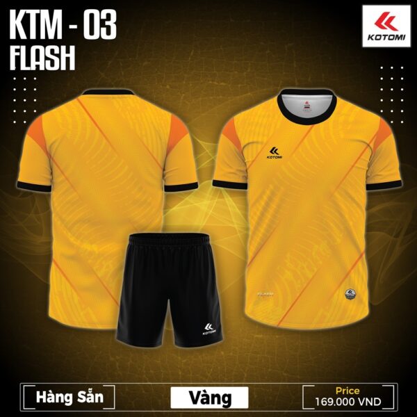 Mẫu Áo Bóng Đá Không Logo Thiết Kế KOTOMI-03 Có Sẵn Màu Vàng