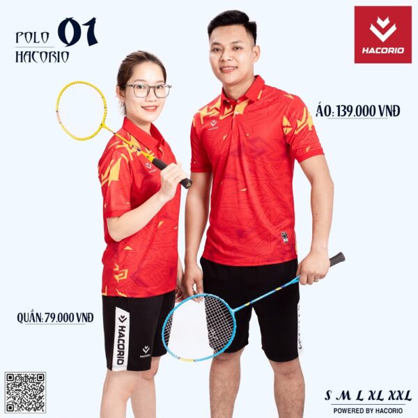 Trang Phục Quần Áo Cầu Lông HACORIO - 01 Màu Đỏ Phối Vàng Rẻ Nhất